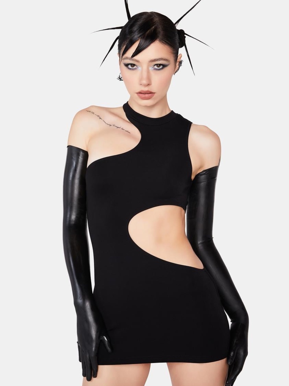 NWT HOROSCOPEZ DOLLS KILL DIGITAL MAINFRAME CUT OUT Black Mini Dress Sz S